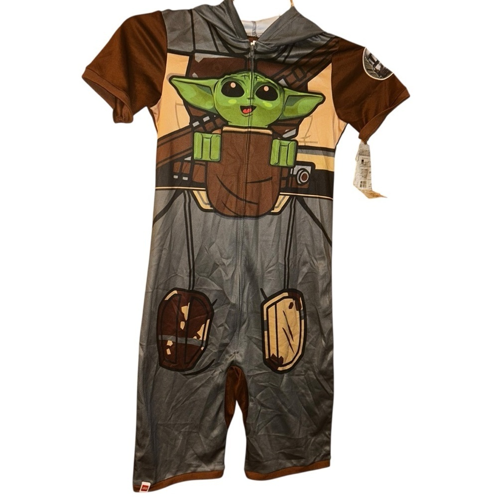 Lego Star Wars Boys Union Suit Small 6 7 Brown Mandalorian Hooded child